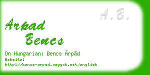 arpad bencs business card